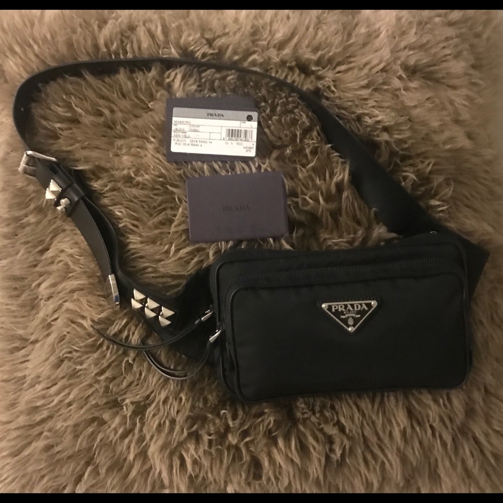 Authentic Prada Vela Studded Belt Bag